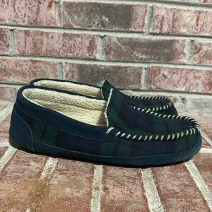 Mens polo plaid green/blue slippers size 13